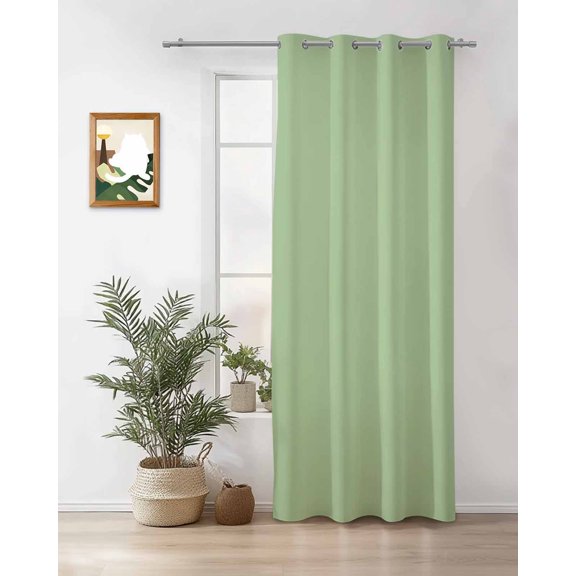 Solid Grass Thermal Insulated Blackout Curtains for Bedroom 24 Length Green Room Darkening Curtain 1 Panel Grommet Window Curtain Drape for Living Room Nursery Room