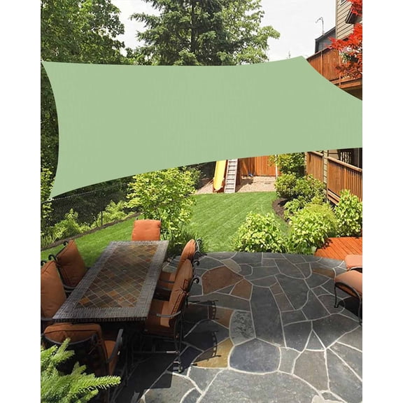 Solid Grass Waterproof Sun Shade Sail Green Outdoor Patio Sun Shades Canopy UV Block Waterproof Sunshade for Garden Backyard Deck Pergola 12x16 Ft