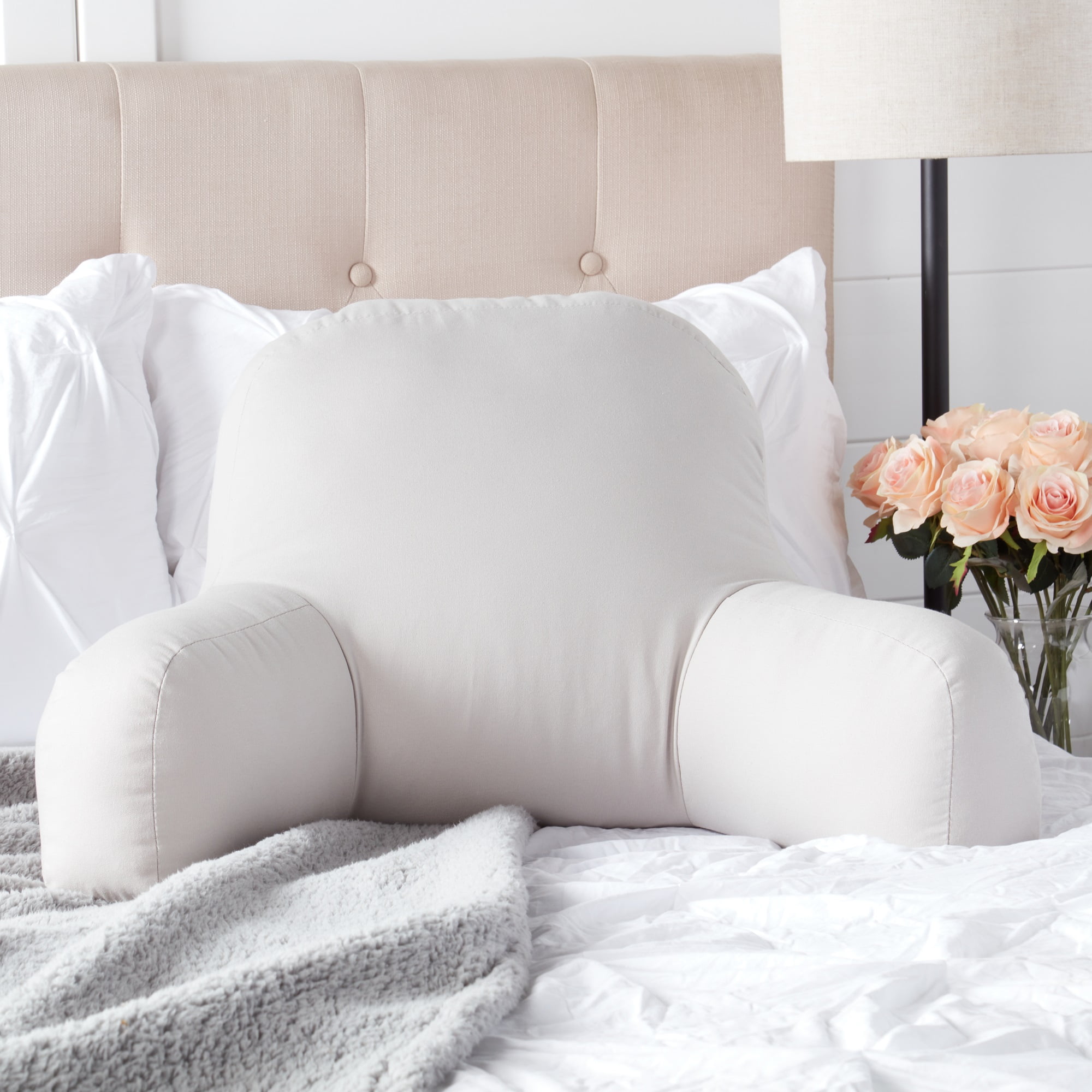 Solid Gray Cotton Duck Junior Bed Rest Pillow