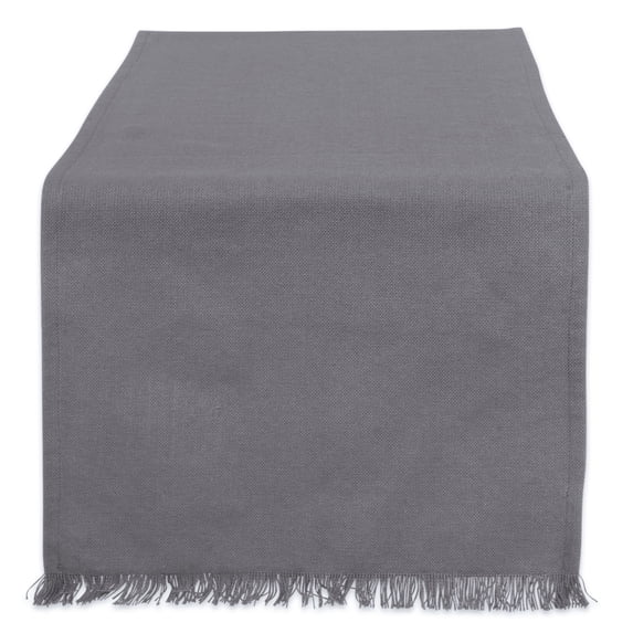 Solid Gray Heavyweight Fringed Table Runner 14x108