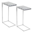thumbnail image 1 of Solid Gray Marble Top C-Table with Chrome Metal Base 2-Pack, 1 of 10