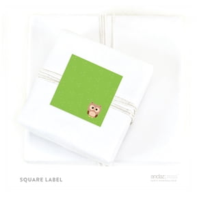 Solid Green Owl Woodland Friends Birthday Square Gift Labels, 40-Pack