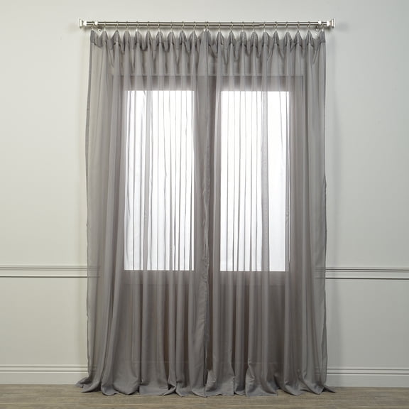 Solid Grey Extra Wide Sheer Curtain (1 Panel), Solid Grey, 100W X 84L