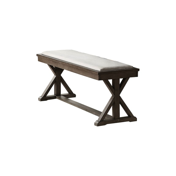 Solid Grey Fabric Dining Bench | Used for Entertaining in Dining Room | Acacia Wood with X - Cross Design | Overcomes Weak Frame Issues