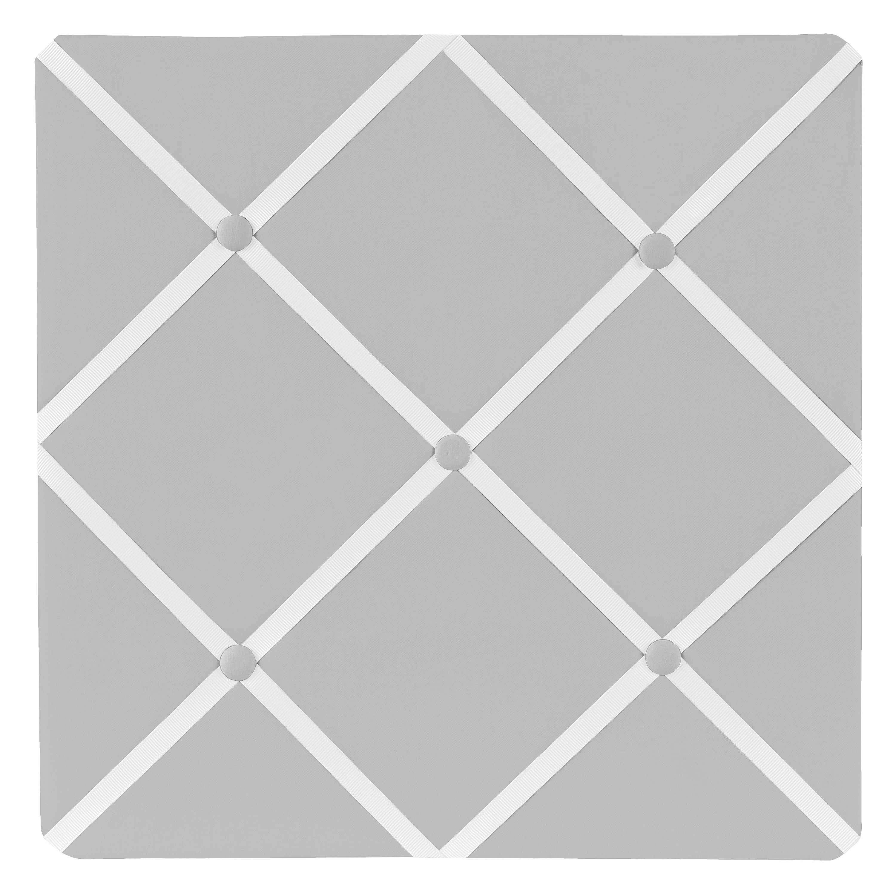 Gray and White Fabric Trellis Memo Board, 13" x 13"