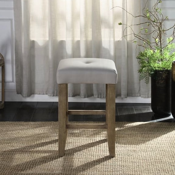 Solid Grey Patterned - Plush Button Tufted - Dining Room - Set of 2 with Footrest