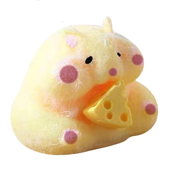 Solid Hamster Squishy Fidget Toys for Adults, Soft Glue Mud Texture Tactile Gadget, Indoor Desktop Sensory Decor Accessory White Yellow 1 Pack