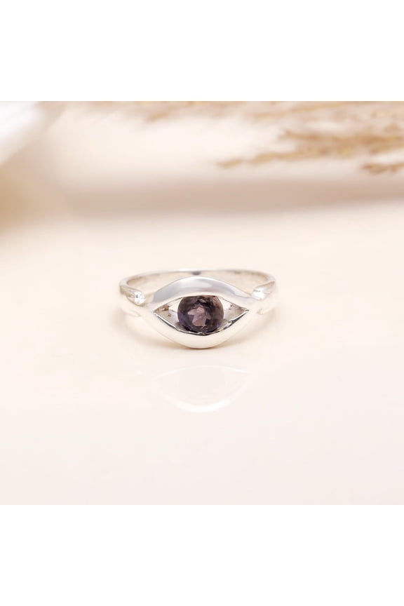 Statement Dark Blue Iolite Gemstone Sterling Silver Ring