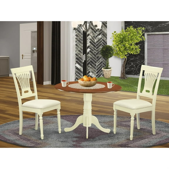 Solid Hardwood Dining Set - Table and 2 Chairs | Veneer-Free, Fiberboard-Free | Ideal for Dining Room, Kitchen, Breakfast Nook | Buttermilk & Cherry Finish