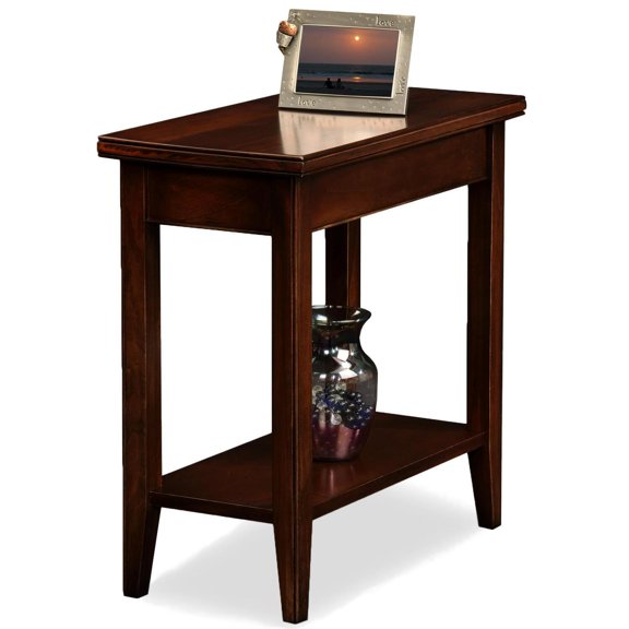 Solid Hardwood Side Table, Chocolate Cherry Finish, Compact End Table for Small Spaces