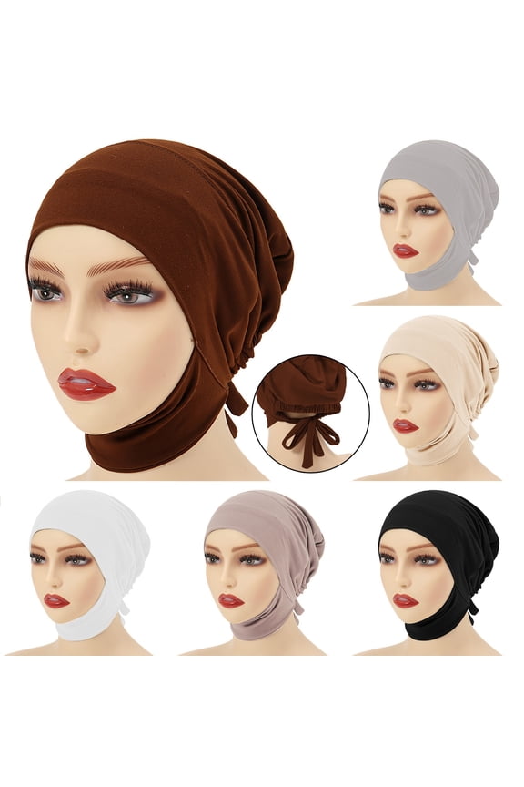 Solid Head Cover Cap for Women Casual Turban Style Hair Wrap Headwear