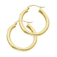 thumbnail image 1 of Solid Hoop Earrings Round 14k Yellow Gold Classic Polished Design French Lock Genuine 24 x 3 mm, 1 of 1