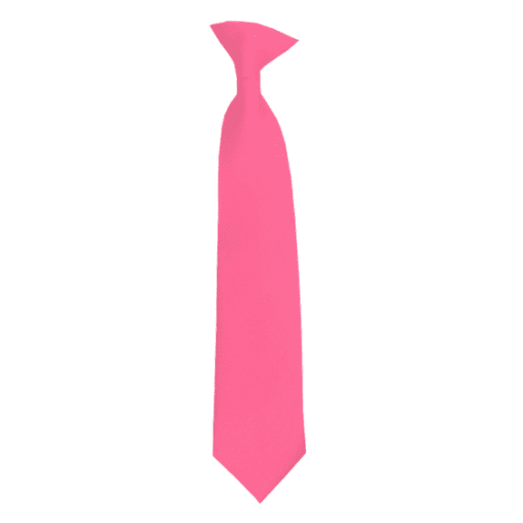 Solid Hot Pink Boy's 14" Clip On Tie Age 7 to 10 Years Old