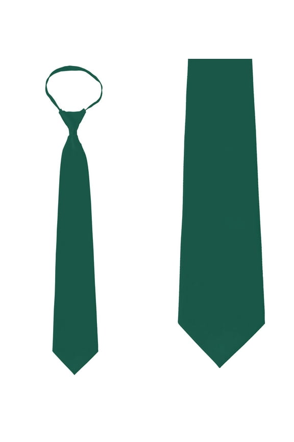 Solid Hunter Green Zipper Tie Mens Pre-Tied Necktieā¦