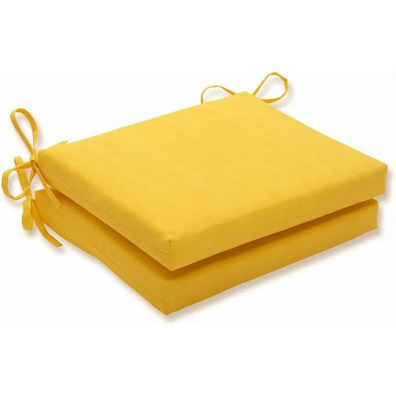 Solid Indoor/Outdoor Patio Seat Cushions Plush Fiber Fill, Weather and Fade Resistant, Square Corner - 16" x 18.5", Blue, 2 Count