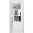 thumbnail image 1 of Solid Interior French | Felicia 3599 White Silk with Clear Glass | Single Regular Panel Frame Trims Handle | Bathroom Bedroom Sturdy Doors -42" x 80", 1 of 6