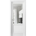 thumbnail image 1 of Solid Interior French | Lucia 1533 White Silk with Clear Glass | Single Regular Panel Frame Trims Handle | Bathroom Bedroom Sturdy Doors-24" x 96", 1 of 6