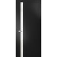 thumbnail image 1 of Solid Interior French Pre-Hung Door | Planum 0040 Matte Black with White Glass | Single Regular Panel Frame Trims Handle | Bathroom Bedroom Sturdy Doors -36" x 84", 1 of 6