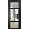 thumbnail image 1 of Solid Interior French Pre-Hung Door | Felicia 3355 Matte Black with Clear Glass | Single Regular Panel Frame Trims Handle | Bathroom Bedroom Sturdy Doors -28" x 80", 1 of 7