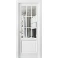thumbnail image 1 of Solid Interior French Pre-Hung Door | Felicia 3599 White Silk with Clear Glass | Single Regular Panel Frame Trims Handle | Bathroom Bedroom Sturdy Doors -42" x 96", 1 of 7