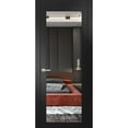 thumbnail image 1 of Solid Interior French Pre-Hung Door | Lucia 1299 Matte Black with Mirror | Single Regular Panel Frame Trims Handle | Bathroom Bedroom Sturdy Doors -36" x 80", 1 of 6