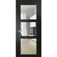 thumbnail image 1 of Solid Interior French Pre-Hung Door | Lucia 2555 Matte Black with Clear Glass | Single Regular Panel Frame Trims Handle | Bathroom Bedroom Sturdy Doors -30" x 80", 1 of 6