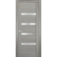 thumbnail image 1 of Solid Interior French Pre-Hung Door | Quadro 4113 Grey Ash with Frosted Glass | Single Regular Panel Frame Trims Handle | Bathroom Bedroom Sturdy Doors -32" x 96", 1 of 6