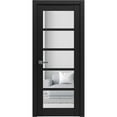 thumbnail image 1 of Solid Interior French Pre-Hung Door | Quadro 4522 Matte Black with Clear Glass | Single Regular Panel Frame Trims Handle | Bathroom Bedroom Sturdy Doors -28" x 80", 1 of 6