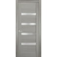 thumbnail image 1 of Solid Interior French | Quadro 4113 Grey Ash with Frosted Glass | Single Regular Panel Frame Trims Handle | Bathroom Bedroom Sturdy Doors -42" x 80", 1 of 6