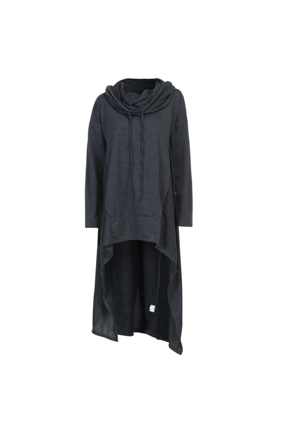 Solid Irregular Long Size Tops Sleeve Women Sweatshirt Hood Plus Blouse Sweater Women's Blouse Women's Long Sleeved Shirts Turtle Neck Long Sleeve Shirt Women Womens Workout Tops Short Sleeve Tech T