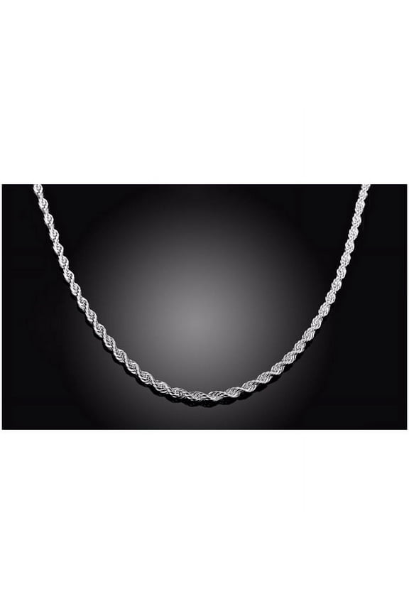Solid Italian Diamond Cut Sterling Silver Rope Chain in Sterling Silver