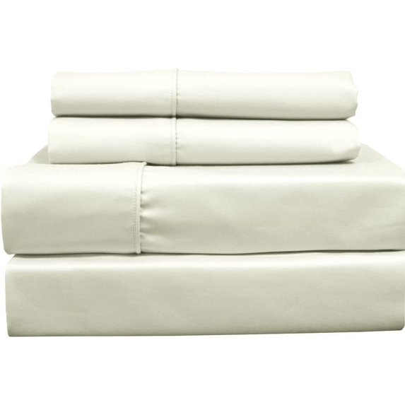 Solid Ivory Top Split King: Adjustable King Bed Size Sheets, 4PC Bed Sheet Set, 100% Cotton, 650 Thread Count, Sateen, Deep Pocket