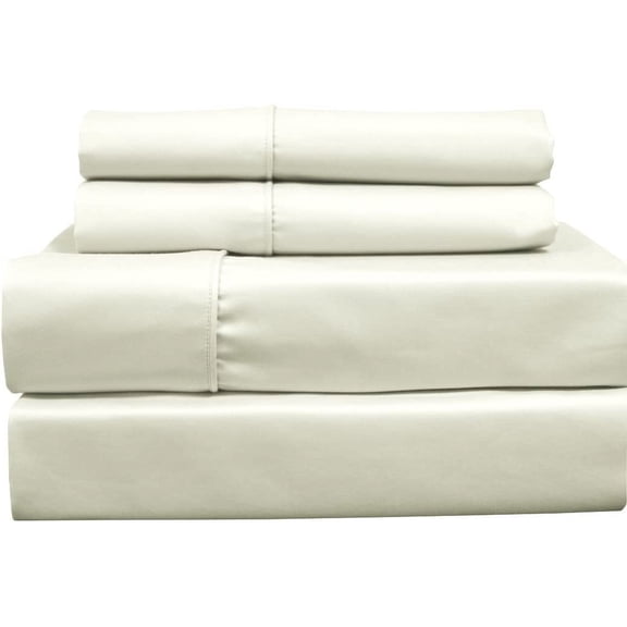 Solid Ivory Top Split King: Adjustable King Bed Size Sheets, 4PC Bed Sheet Set, 100% Cotton, 650 Thread Count, Sateen, Deep Pocket