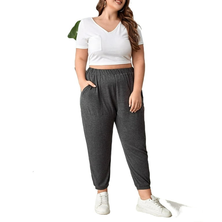 Solid Jogger Dark Grey Plus Size Sweatpants Walmart