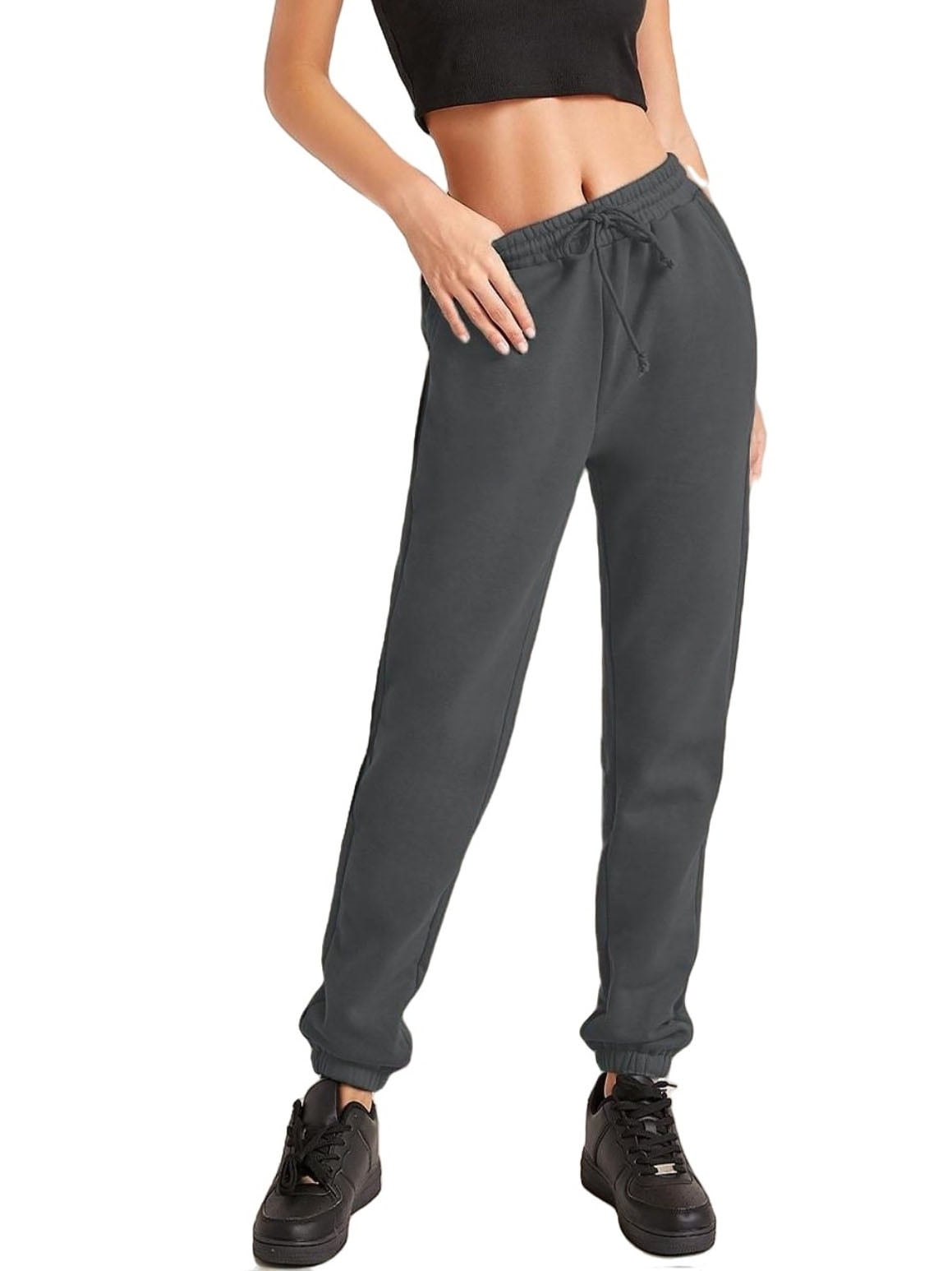 Grey and black joggers womens hotsell