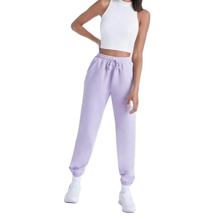 Solid Joggers Lilac Purple Women Sweatpants (Women's)