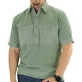 thumbnail image 1 of Solid Knit Banded Bottom Shirt Woven Chest Panel with Two Pockets, 1 of 2