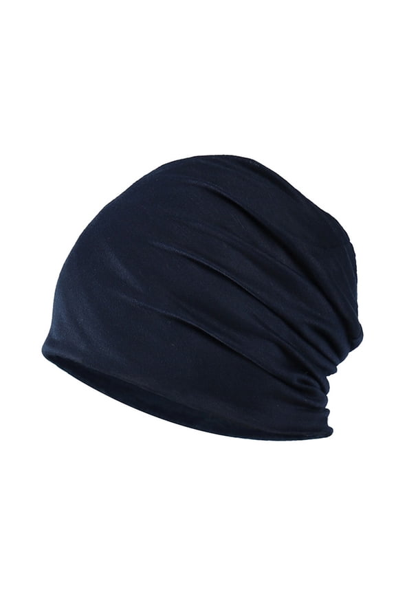 Solid Knitted Drawstring Hat, Wool Warm Head Cap, Hair Loss Cover Headwear, Men Thick Elastic Comfortable Headgear for Autumn Winter Outing Cold Resistant Casual Hat,Navy
