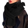 thumbnail image 1 of Solid Knitted Wool Scarf, Winter Warm Neck Wrap, Casual Fashion Shawl, Women Thick Soft Cold Resistant Neck Accessory for Commute Outdoor Gathering Leisure Fashion Scarf,Black, 1 of 8