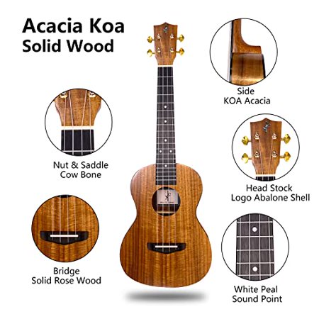 Solid Koa Acacia Tenor 26inch Hand Craft Ukulele, Free Gig Bag/Box and Shipping