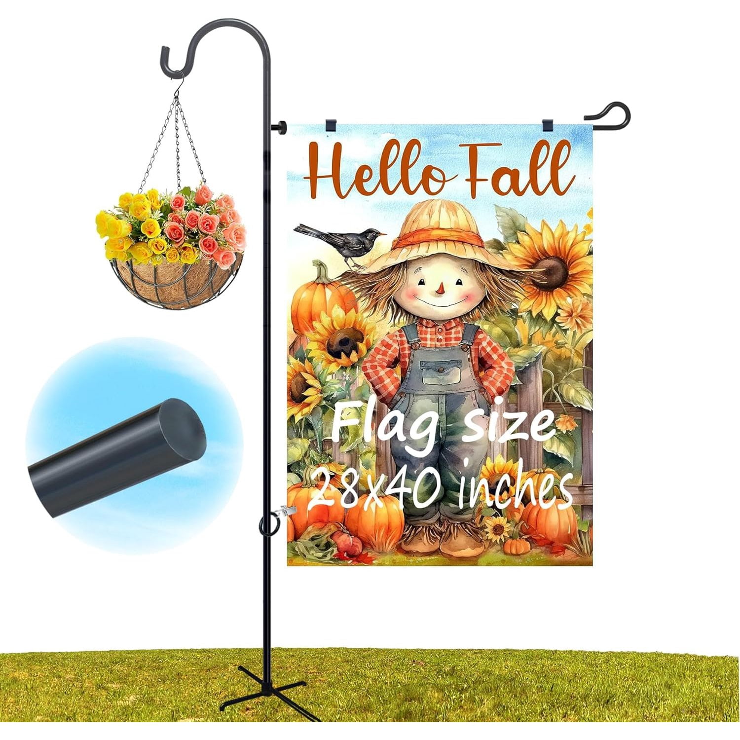 Solid Large Garden Flag Holder Stand Pole for 28 x 40 with Shepherd ...