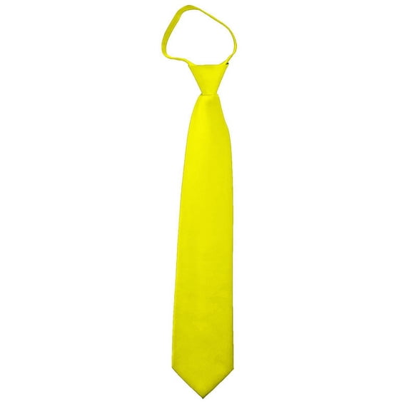 Solid Lemon Yellow Men's 20" Zipper Tie