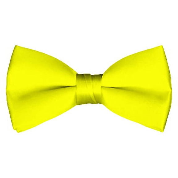 Solid Lemon Yellow Men's Pre-Tied Bow Tie