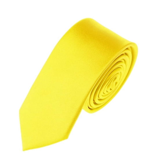 Solid Lemon Yellow Skinny Men's Necktie