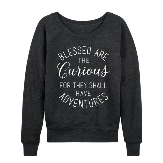 Solid Light - Blessed Are The Curious Adventures - Ladies French Terry Long Sleeve Shirt