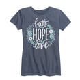 thumbnail image 1 of Solid Light - Faith Hope Love Floral - Women's Short Sleeve Graphic T-Shirt, 1 of 5