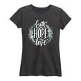thumbnail image 1 of Solid Light - Faith Hope Love Floral - Women's Short Sleeve Graphic T-Shirt, 1 of 5