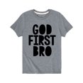 thumbnail image 1 of Solid Light - God First Bro - Toddler Short Sleeve Tee, 1 of 4