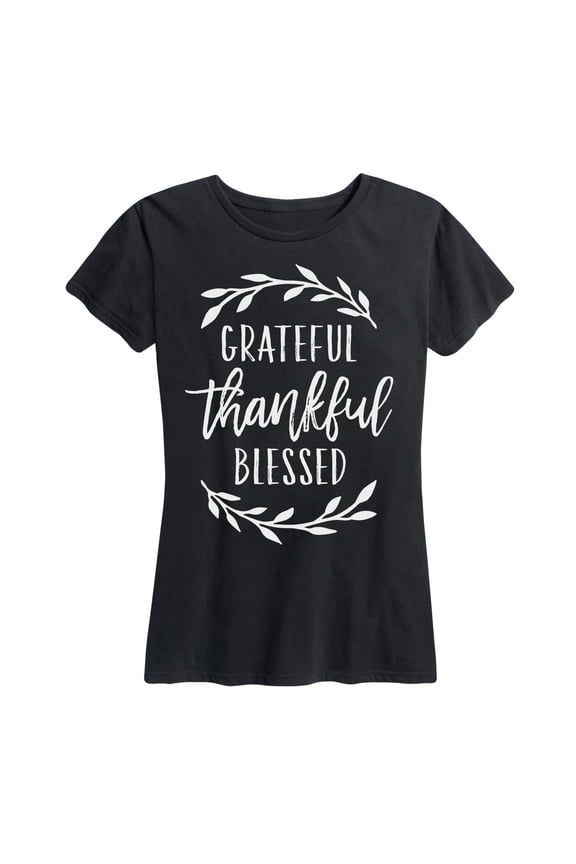- Grateful Thankful Blessed - Women's Short Sleeve Graphic T-Shirt