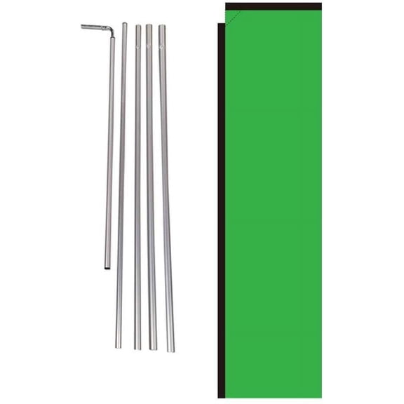 Solid Light Green Outdoor Rectangle Feather Banner Flag Sign with Pole Kit and Ground Spike